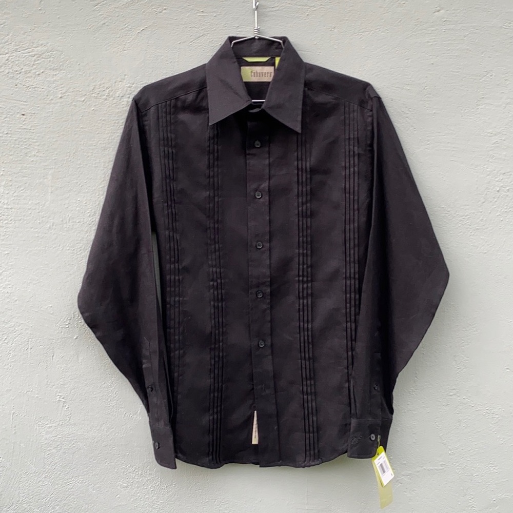 Cubavera black linen men’s long sleeve shirt